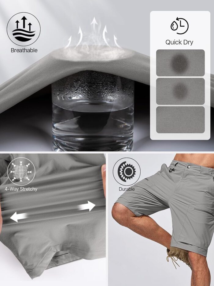 FREE SOLDIER Men's Cargo Hiking Shorts with Belt Lightweight Quick Dry Tactical Shorts with Pockets for Casual Work Golf - Image 3