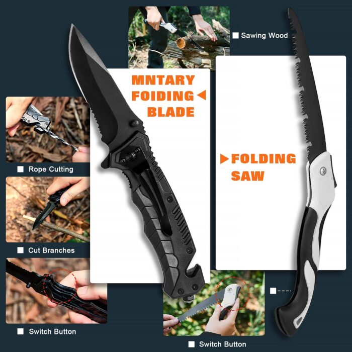 Professional Survival Gear Set - First Aid Kit and Large Camping Backpack, Camping Equipment for Adventure Outdoor Hiking Adventurers - Image 5