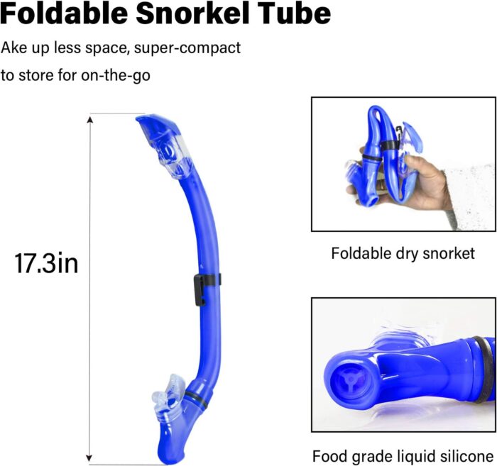 Kids Snorkeling Set Children Mask Fin Snorkel Set Snorkeling Gear Snorkel Mask + Adjustable Swimming Kids Flippers+ Dry Snorkel Tube + Travel Bags - Image 3