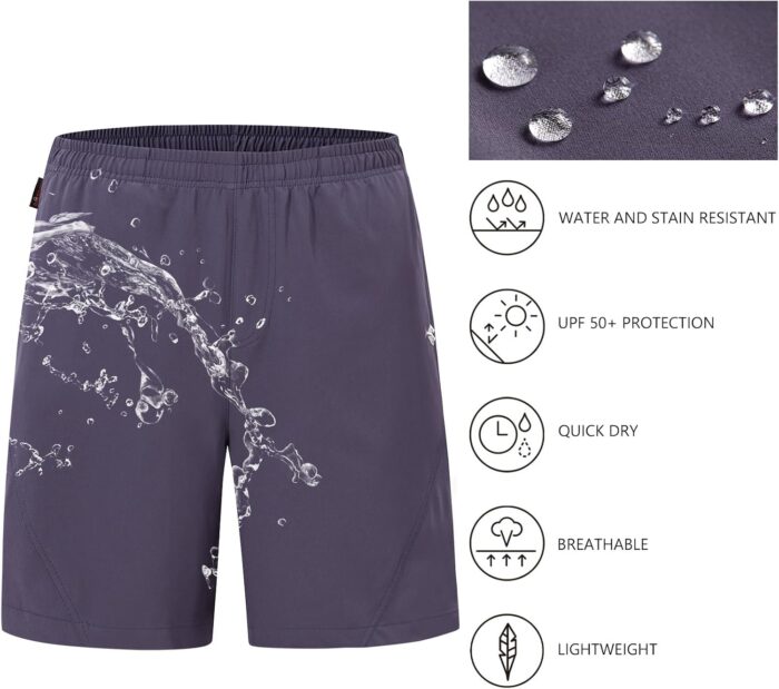 BASSDASH Men’s 7” Fishing Shorts UPF 50+ Lightweight Water Resistant Quick Dry for Hiking with Zipper Pocket FP06M - Image 3
