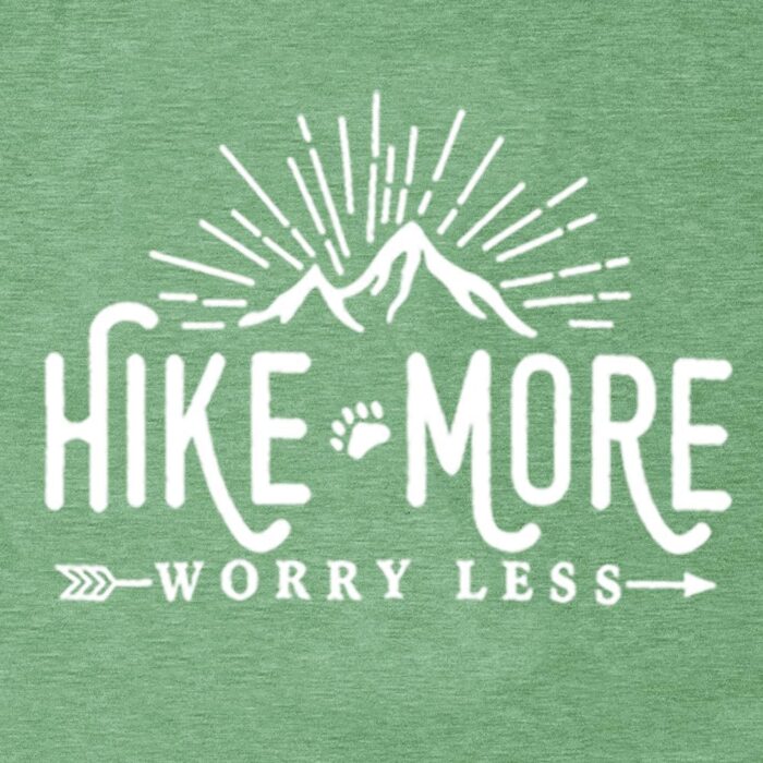 Hiking Shirt for Women Adventure Mountain Graphic Athletic Shirts Funny Hike More Worry Less Tee Tops - Image 2