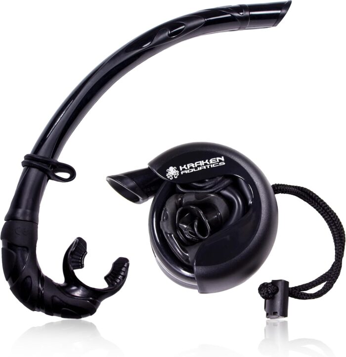 Freediving Snorkel - Flexible Roll Up Snorkel with Compact Storage Case - Scuba Gear for Scuba Diving, Freediving, Spearfishing & Snorkeling - Collapsible Silicone Folding Snorkel Tube