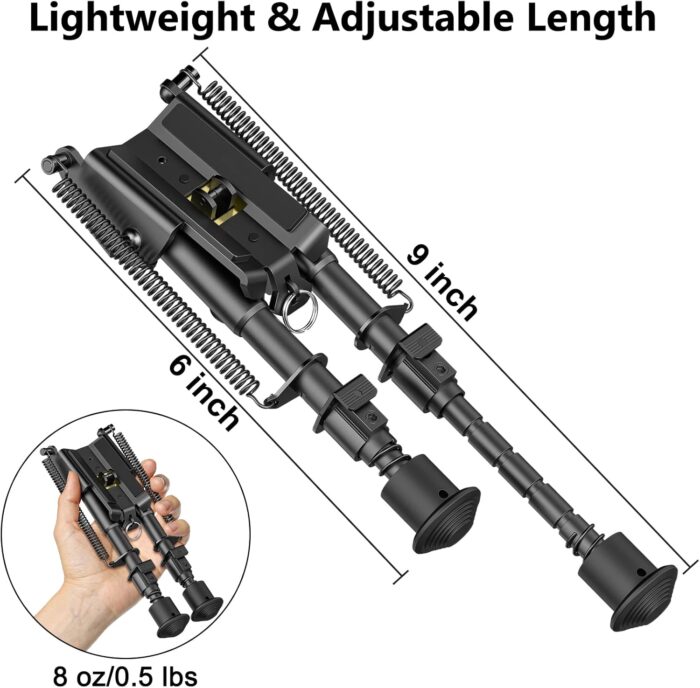 CVLIFE 6-9 Inches Picatinny Bipod Adjustable Spring Return with Picatinny Adapter - Image 3