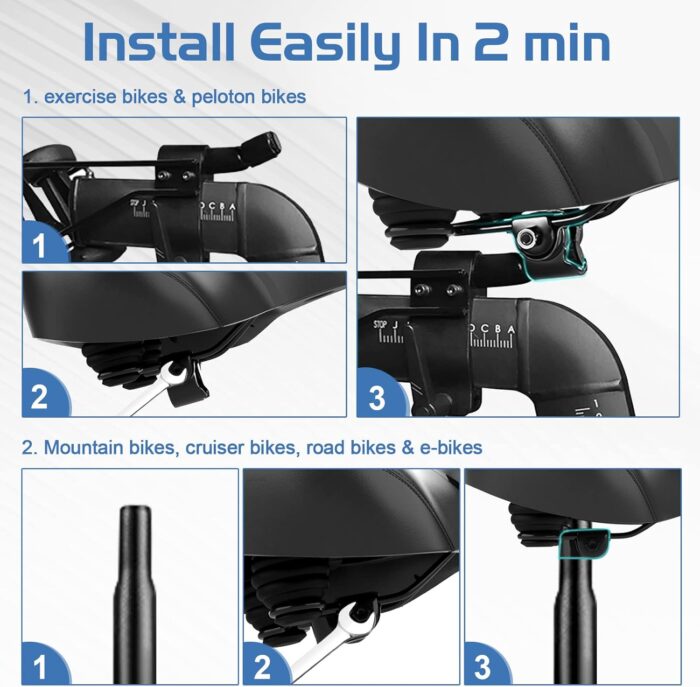 Bicycle Seat, Bike Seat for Women Men Extra Comfort Wide, Oversized Comfortable Seats Saddle for Peloton Bikes, Fit for Exercise Bikes, Electric Bikes, Mountain Bikes, Cruiser Bikes - Image 9