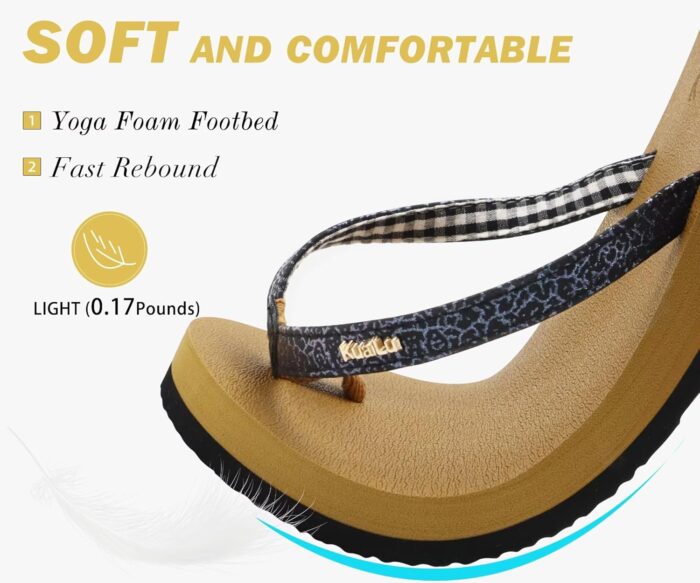 KuaiLu Womens Arch Support Flip Flops Comfortable Yoga Mat Slip on Summer Beach Walking Thong Cushion Sandals - Image 3
