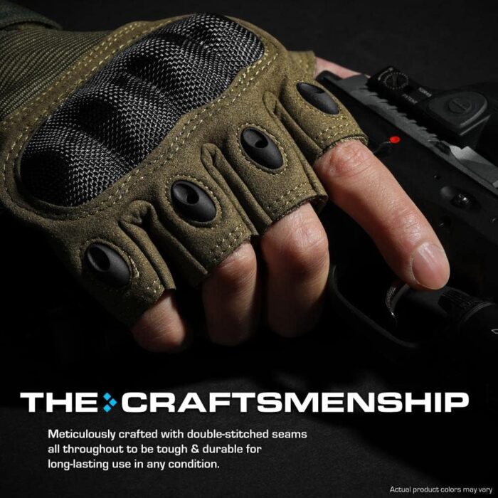 Glove Station- Fingerless Knuckle Tactical Gloves for Men - Motorcycle Gloves for Tactical Shooting, Airsoft, Hunting, Police Work and Hiking - Image 3