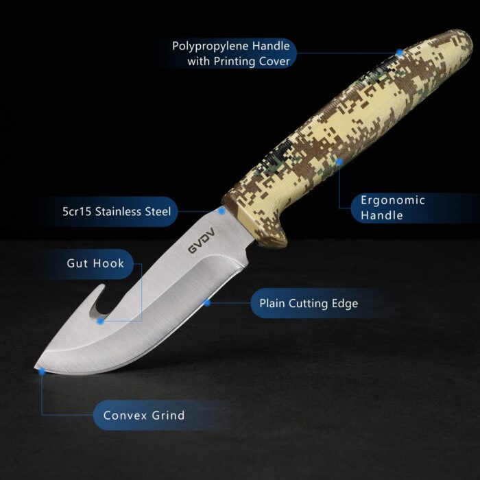 GVDV Hunting Knife Set - Deer Field Dressing Kit, Game Processor Set With Gut Hook Skinner, Spreader, Gloves - 6 Piece Butcher Gear for Men - Image 2