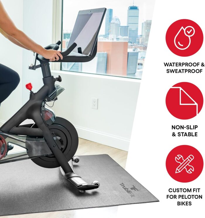 TrubliFit Bike Mat for The Peloton Bike and Peloton Bike+, Mat for Peloton, Exercise Bike Mat, Indoor Cycling Floor Mat, Waterproof Under Equipment Mat, Black - Image 3