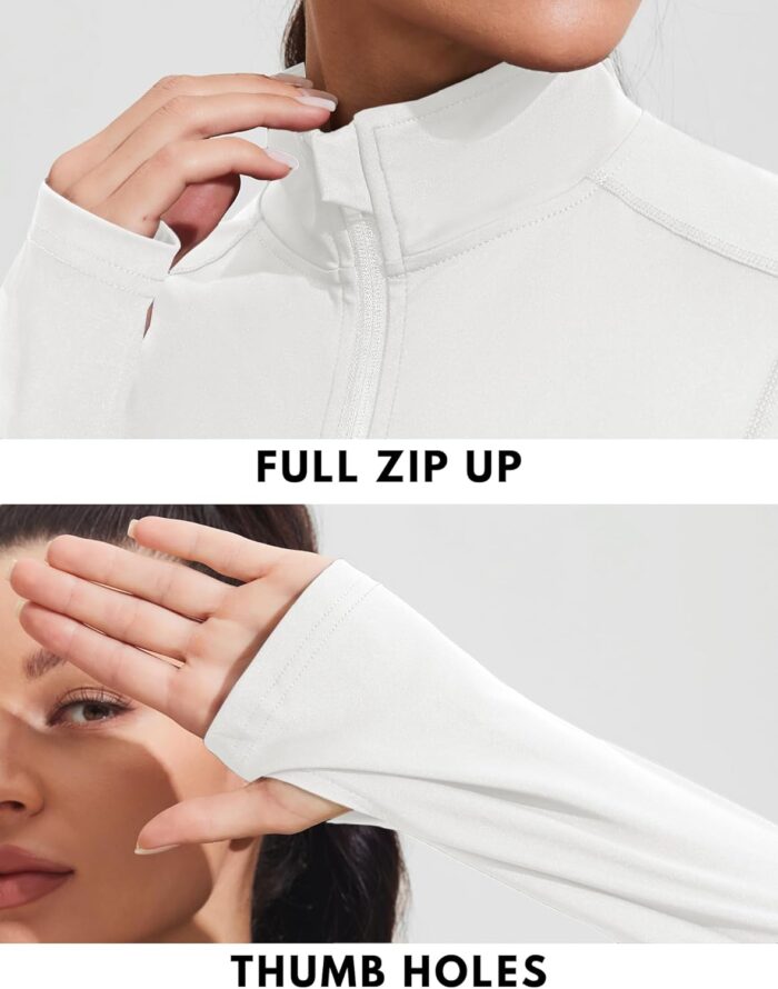 PINSPARK Women's Athletic Jackets Slim Fit Workout Jacket Full Zip Up Running Gym Yoga Sports Tops with Pockets - Image 3
