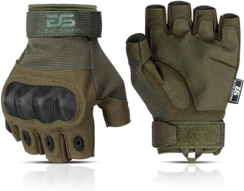 Glove Station- Fingerless Knuckle Tactical Gloves for Men - Motorcycle Gloves for Tactical Shooting, Airsoft, Hunting, Police Work and Hiking