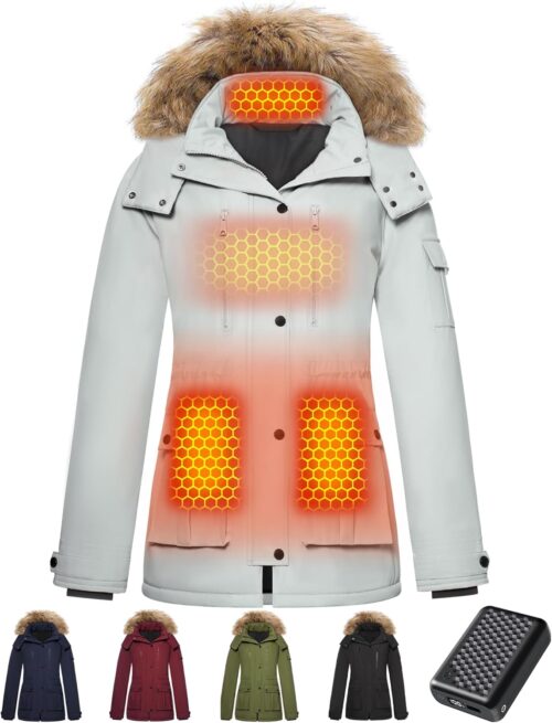 Graphene Heated Jacket for Women with Large Capacity Battery Pack Waterproof Windproof