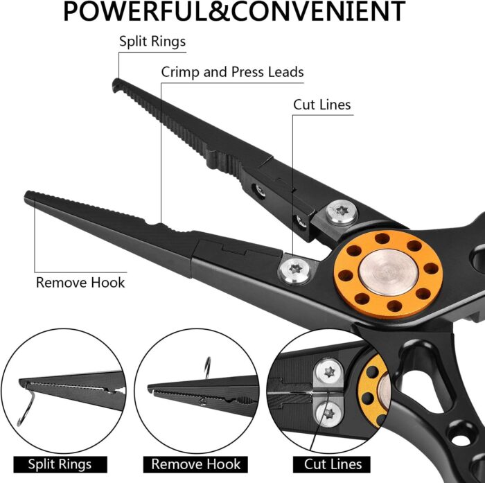 ZACX Fish Lip Gripper Pliers - Upgraded Muti-Function Hook Remover and Split Ring Pliers for Fly Fishing, Ice Fishing, Fishing Gear - Gift for Men (Package B) - Image 3