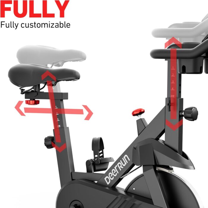 DeerRun Exercise Bike, Indoor Cycling Bike Brake Pad/Adjustable Magnetic Stationary Bike with App, Low Noise Workout Bike for Home Cardio 300lbs Weight Capacity with Pad Mount & LCD Monitor - Image 7