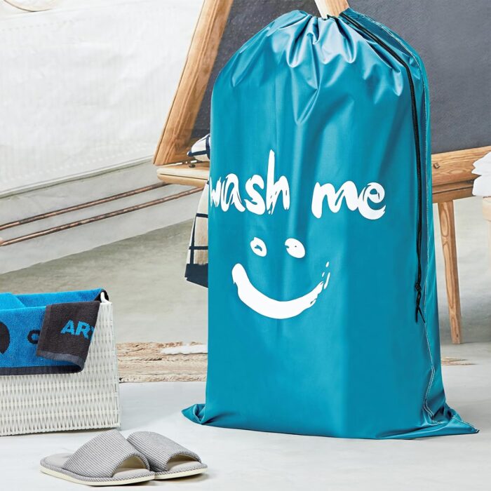 HOMEST 2 Pack XL Wash Me Travel Laundry Bag, Dirty Clothes Organizer, Large Enough to Hold 4 Loads of Laundry, Easy Fit a Laundry Hamper or Basket - Image 6