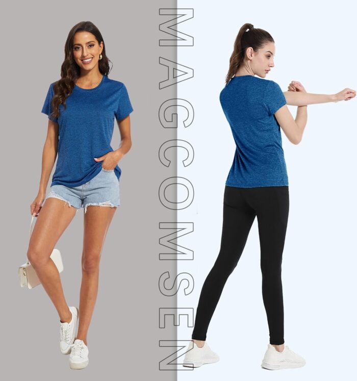 MAGCOMSEN Women's Short Sleeve Quick Dry T-Shirts Wicking Moisture Workout Athletic Running Shirts - Image 5