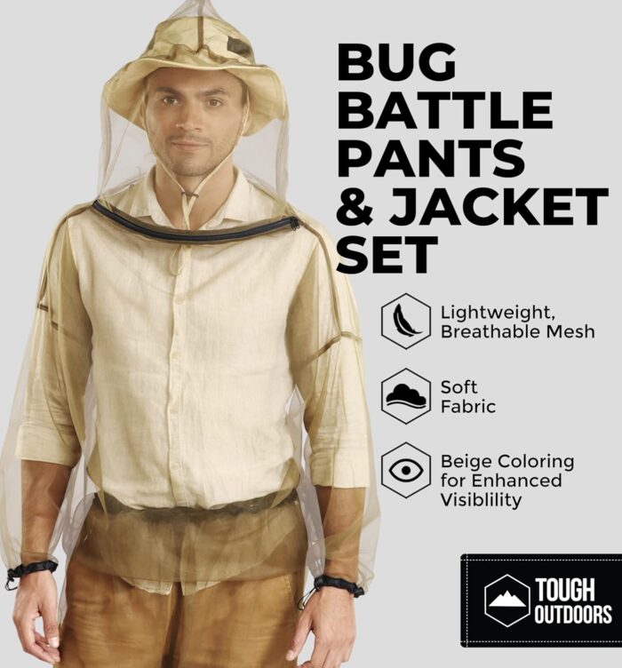 Mosquito Suit - Net Bug Mesh Pants & Jacket w/Hood for Outdoor Protection from Bugs, Flies, Gnats, No-See-Ums & Midges - Mosquito Proof Clothing for Men & Women - w/Free Carry Pouch - Image 3