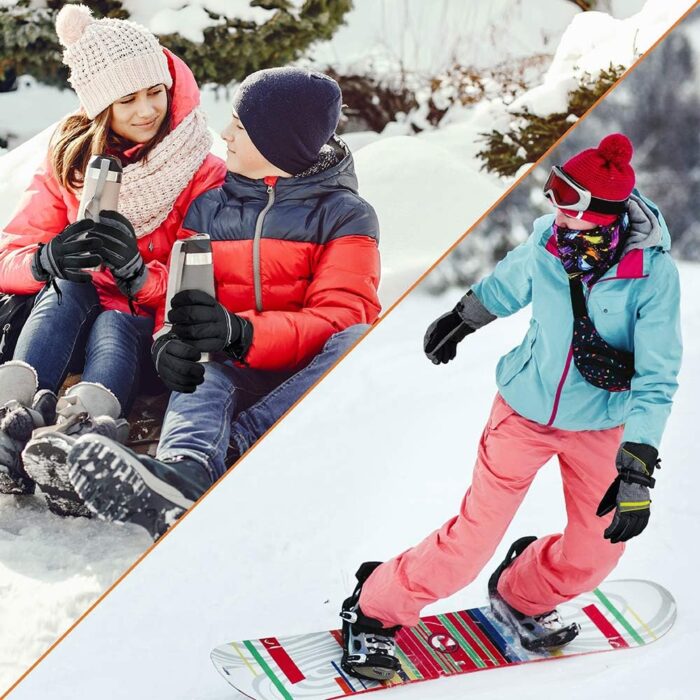 SUN CUBE Ski Gloves Men Women, Waterproof Thermal Winter Snow Gloves, Windproof 3M Thinsulate Snowboarding Snowmobile Skiing, Insulated Warmers Zipper Pocket Cold Weather Outdoor Snowboard - Image 6