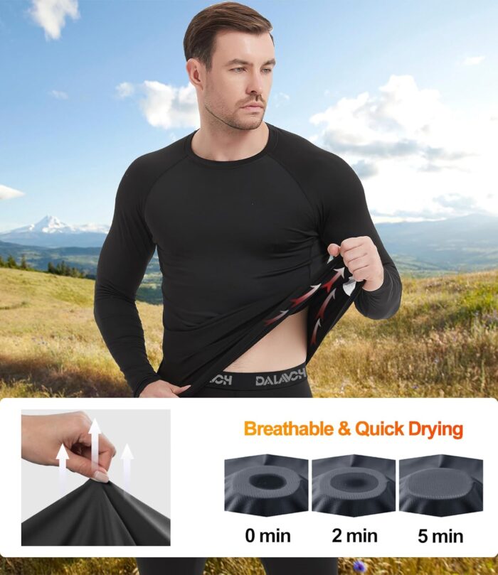 5 Pack Men's Compression Shirts Long Sleeve Athletic Workout Sports Undershirt Base Layer Top for Winter - Image 2