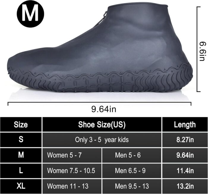Shoe Covers Waterproof Reusable Foldable Not-Slip Rain Shoe Covers with Zipper,Shoe Protectors Overshoes Rain Galoshes for Kids Men and Women - Image 6