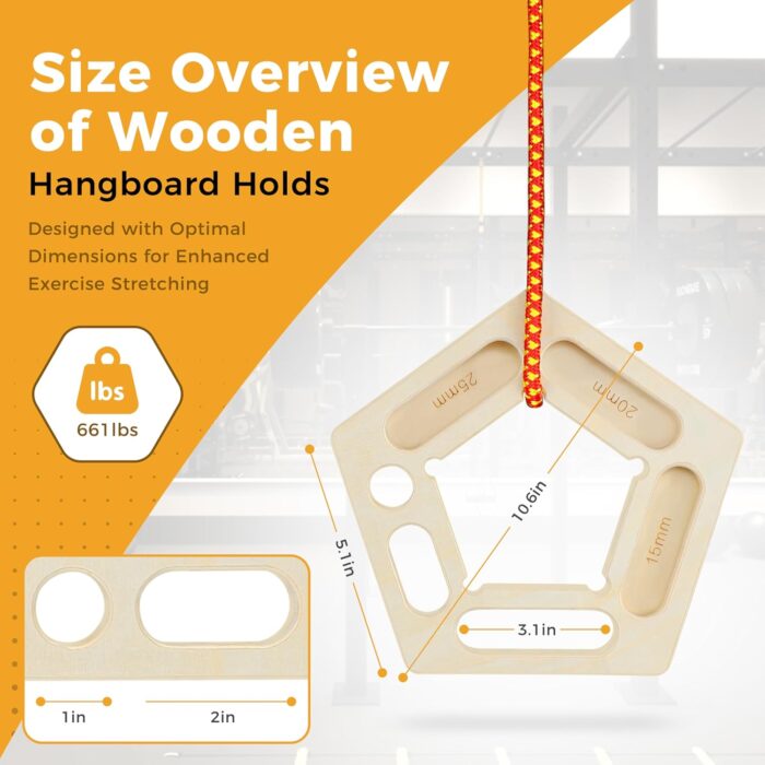 FRUITEAM Hangboard Holds in Wood for Rock Climbing,Portable Hangboard Rock Climbing,Finger Strengthener for Pull-up Grip Arm Training Indoor and Outdoor - Image 3