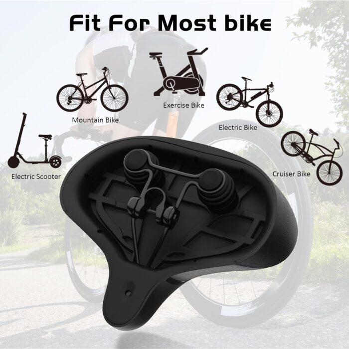 Bicycle Seat, Bike Seat for Women Men Extra Comfort Wide, Oversized Comfortable Seats Saddle for Peloton Bikes, Fit for Exercise Bikes, Electric Bikes, Mountain Bikes, Cruiser Bikes - Image 5