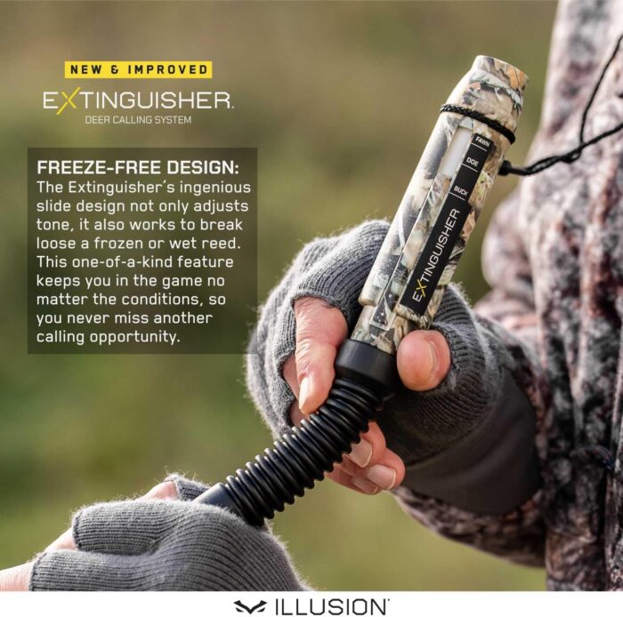 Extinguisher Deer Call by Illusion | Grunt Tube | Buck, Doe, Fawn | Adjustable 10-in-1 Call | Color (CAMO/Black) | Freeze Resistant - Image 5