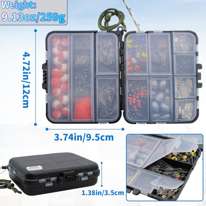 264pcs Fishing Accessories Kit, Fishing Bobbers Hooks Assortment, Fishing Terminal Tackle Box with Tackle Included, Fishing Hooks, Fishing Weights Sinkers, Fishing Gift for Men - Image 2