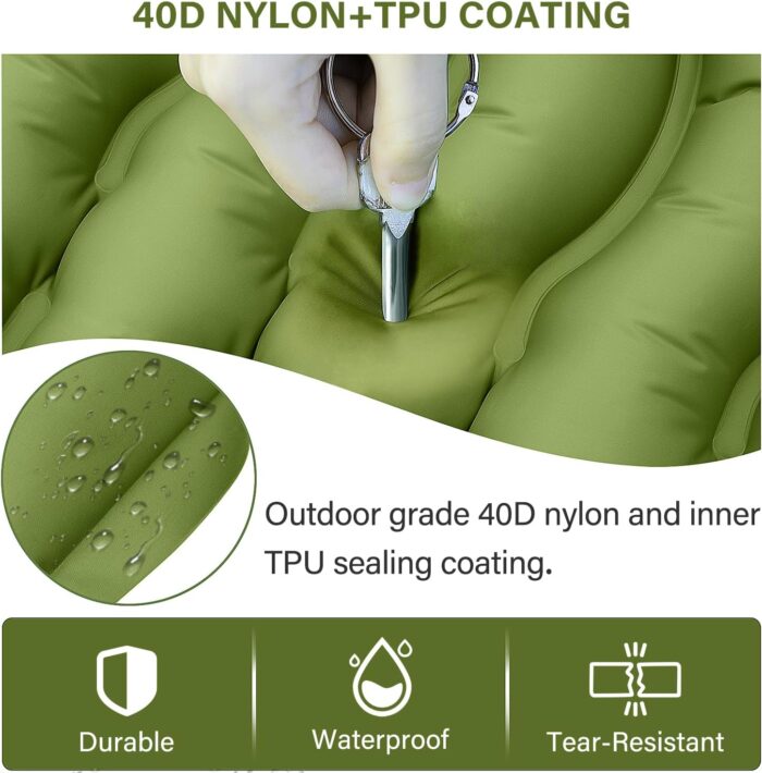 Yuzonc Camping Sleeping Pad, Ultralight Camping Mat with Pillow Built-in Foot Pump Inflatable Sleeping Pads Compact for Camping Backpacking Hiking Traveling Tent - Image 3