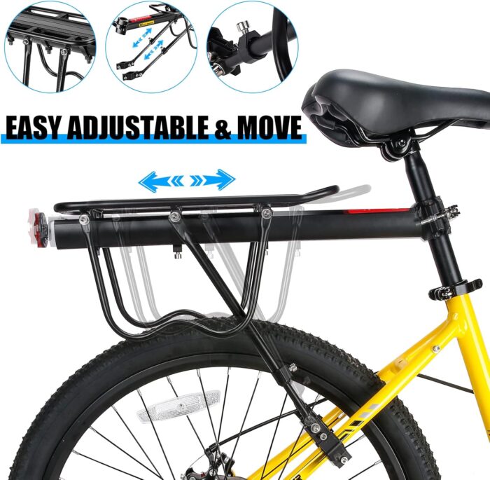 West Biking 110Lb Capacity Almost Universal Adjustable Bike Cargo Rack Cycling Equipment Stand Footstock Bicycle Luggage Carrier Racks with Reflective Logo - Image 7