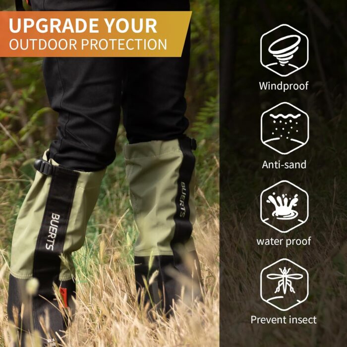 leg gaiters, waterproof hiking gaiters made of 900D nylon, equipped with highly wear-resistant adjustable foot straps, suitable for men or women, mountaineering, skiing, hunting and snowshoeing - Image 2