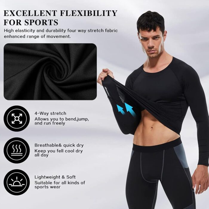 SPVISE 1 or 3 Pack Men's Compression Shirts Long Sleeve Workout Gym T-Shirt Running Top Cool Dry Sports Baselayer Undershirts - Image 3
