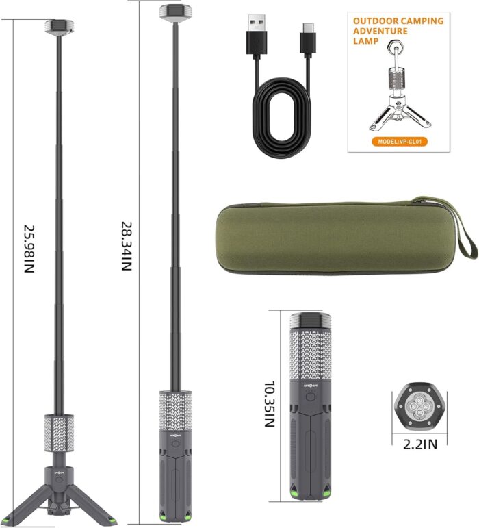 Telescopic Camping Light, Portable Collapsible Magnetic Camp Lantern Rechargeable,10500mAh Telescoping IP67 Waterproof Flashlights, Outdoor Gear for Emergency, Camping, Hiking (Gray) - Image 7