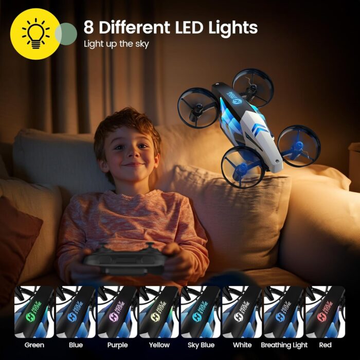 Holy Stone HS210T Drones for Kids, 2 IN1 MINI Indoor Drone with Land & Fly Mode, Four Posture Deformations RC Quadcopter with 3D Flip, Auto Hovering, Christmas Birthday Toy Gift for Boys and Girls - Image 4