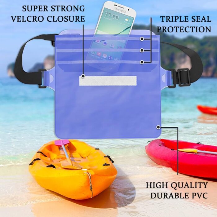 CADONO 2-Pack Waterproof Pouch with Adjustable Waist Strap | Screen Touch Sensitive Dry Bag, Keep Your Phone and Valuables Dry, Perfect for Swimming Kayaking Boating Fishing Beach Diving - Image 4