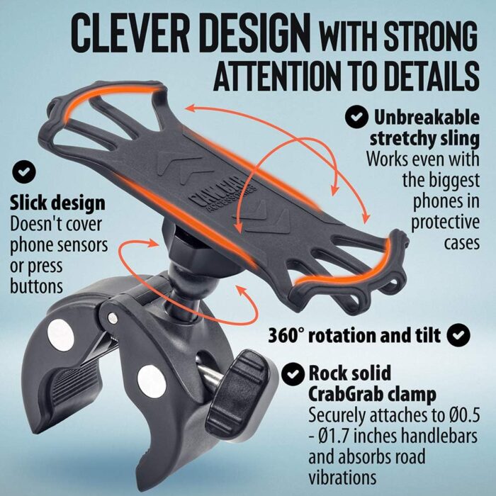 Upgraded 2024 Bicycle & Motorcycle Phone Mount - The Most Secure & Reliable Bike Phone Holder for iPhone, Samsung or Any Smartphone. Stress-Resistant & Highly Adjustable. x10 to Safeness & Comfort - Image 5
