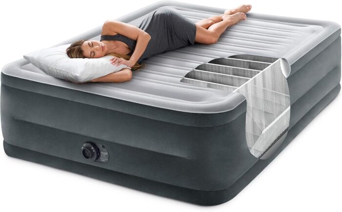 Intex 64417ED 22in Queen Dura-Beam Comfort Plush High-Rise Inflatable Air Mattress with Built in Pump for Travel and Camping, 600lb Weight Capacity - Image 7
