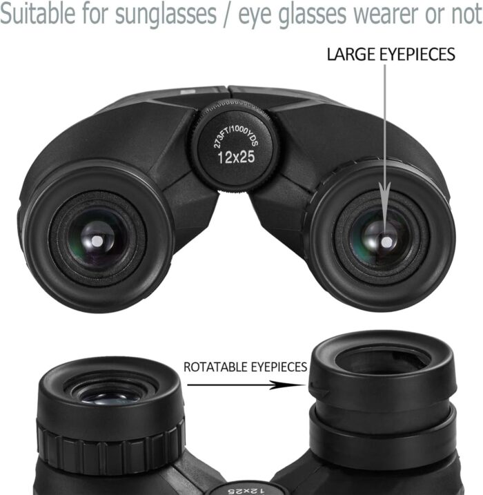 Occer 12x25 Compact Binoculars for Adults and Kids, Large Eyepiece Waterproof Binocular with Low Light Vision,High Powered Easy Focus Binoculars for Bird Watching,Outdoor Hunting,Travel,Sightseeing - Image 3