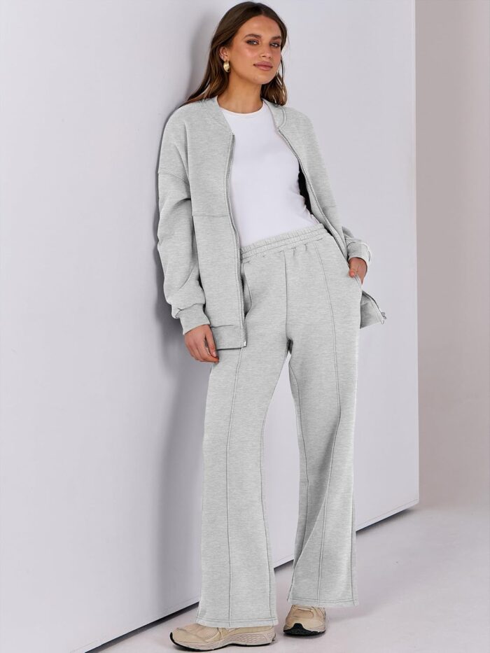 ANRABESS Women 2 Piece Outfits Lounge Set Oversized Zip Up Sweatshirt Jacket Sweatpant Matching Sweat Sets Winter Sweatsuits - Image 5