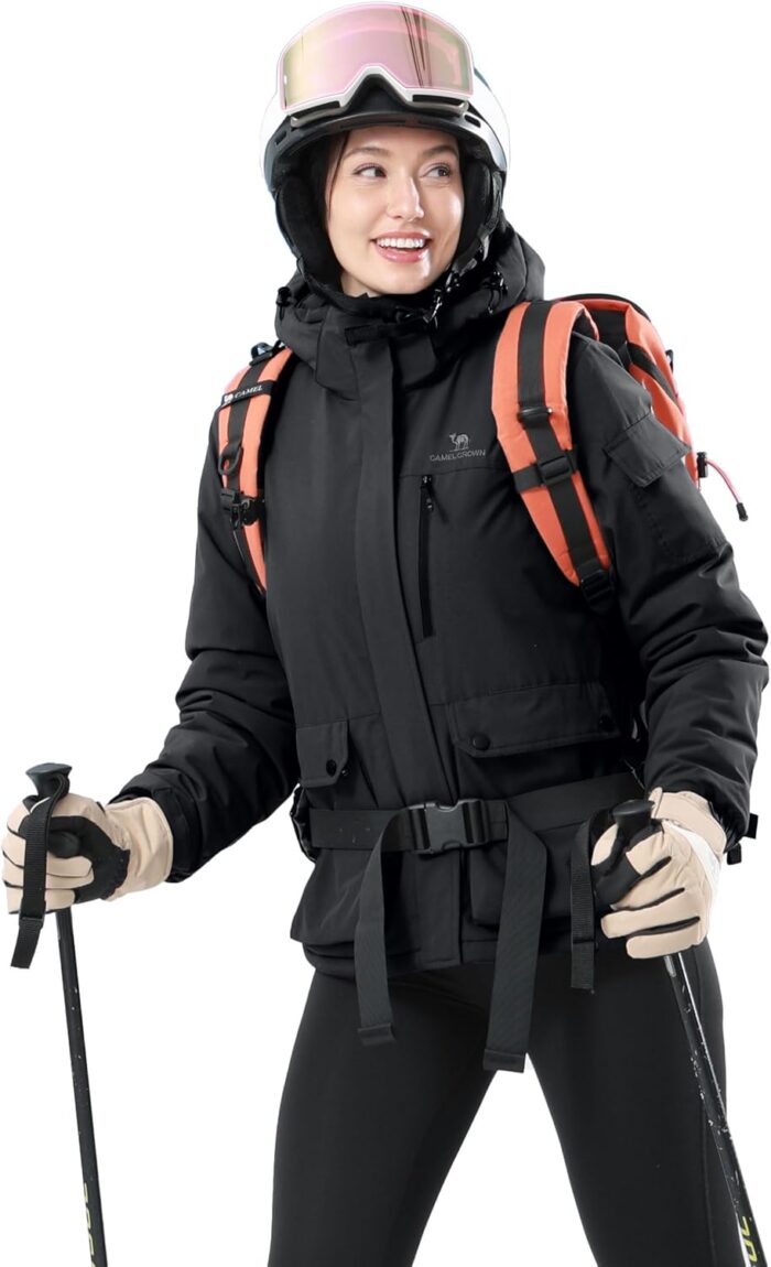 CAMEL CROWN Women's Waterproof Ski Jacket Warm Winter Snow Coat Hiking Windbreaker Hooded Outdoor Snowboarding Jacket - Image 6