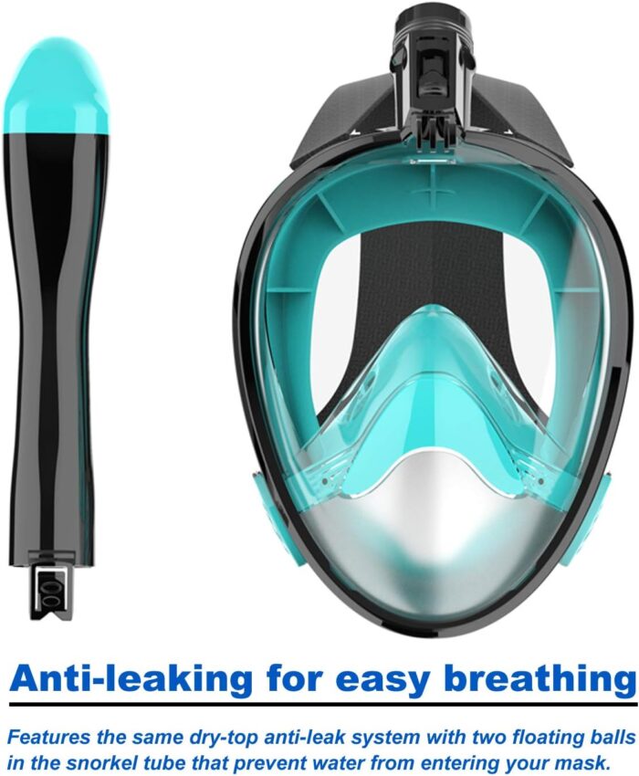 Full Face Snorkel Mask, Diving Mask for Kids and Adults,180° Panoramic View Snorkel Mask with Camera Mount, Safe Breathing, Anti-Leak&Anti-Fog - Image 5