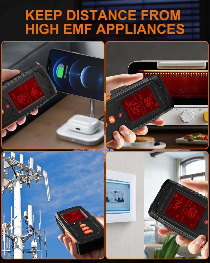 EMF Detector, Digital LCD EMF Meter, 3 in 1 Rechargeable Electromagnetic Field Radiation Detector, Ghost Hunting Equipment, Sensitive Tester Reader for Indoor & Outdoor EMF Inspection - Image 3