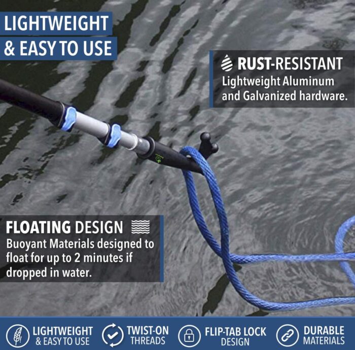EVERSPROUT Telescoping Boat Hook | Floats, Scratch-Resistant, Sturdy Design | Durable & Lightweight, 3-Stage Anodized Aluminum Pole | Threaded End for Boating Accessories - Image 3