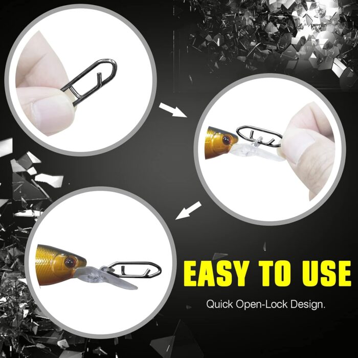 AMYSPORTS High Strength Fishing Snap Saltwater Stainless Connector Snaps Swivels Tackle Steel Power Fishing Clip Lure Quick Change Black Nickel - Image 3