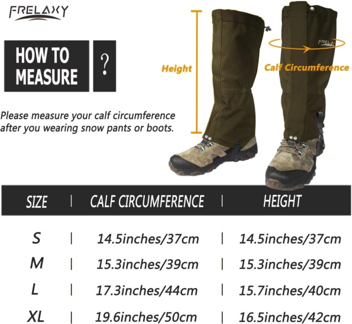 Frelaxy Leg Gaiters Ultra HIGH-Performance Hunting Gaiters, 100% Waterproof Hiking Gaiters with Upgraded Rubber Foot Strap, Adjustable Snow Boot Gaiters - Image 5