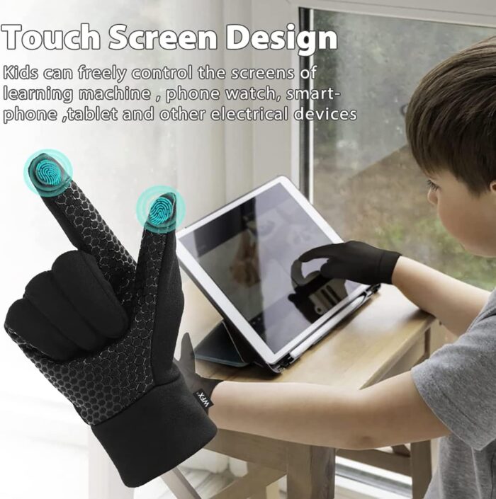 Kids Winter Thermal Cycling Gloves Boys Girls Flexible Grip Touchscreen Cycling Bike Gloves for Children Running Ski Anti-Slip Mitts - Image 4