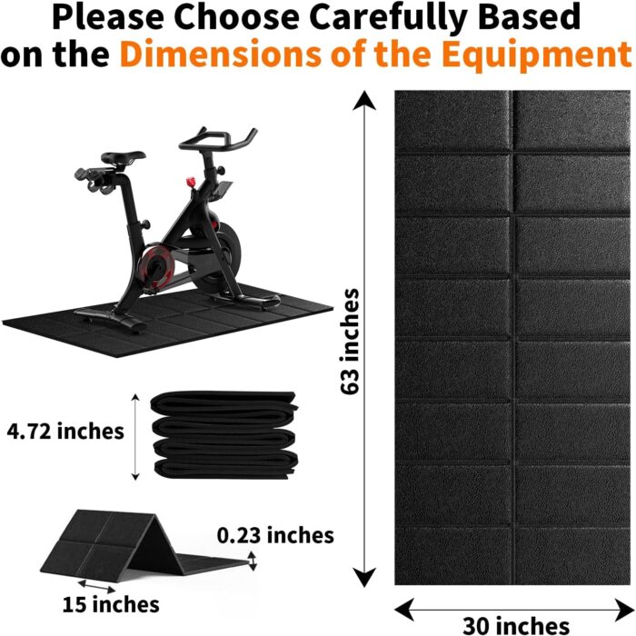 Bike Treadmill Walking Pad Mat 63x30,Compatible with Peloton, 1/4" Thick Bike mat for Hardwood Floors Protector, Trainer Pad for Under Stationary Bike on Carpet, Exercise Mat, Noise Shock Absorption - Image 7
