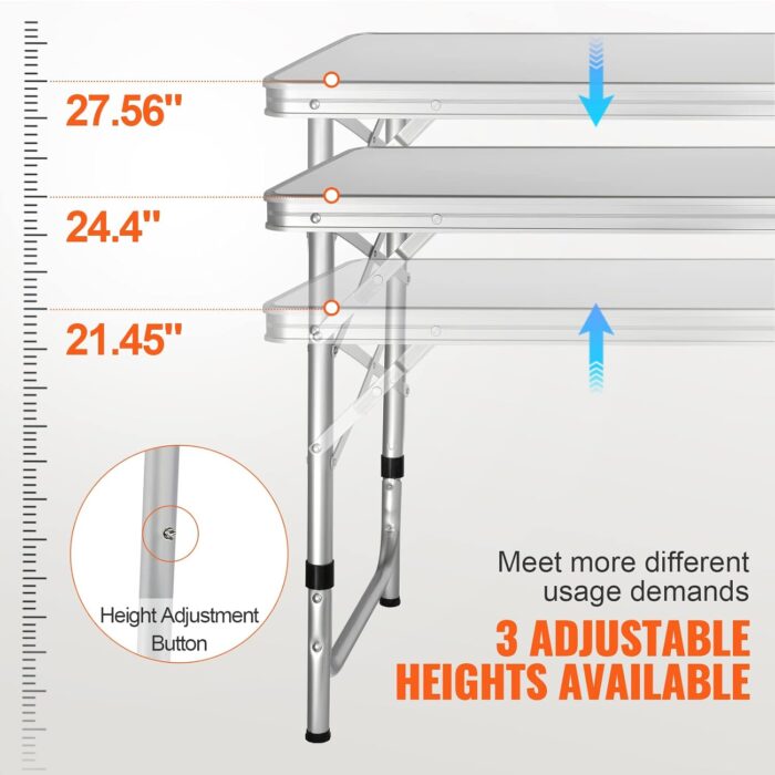 VEVOR Camping Kitchen Station, 3 Adjustable Height Folding Outdoor Camp Cooking Table with Storage Organizer, Quick Set-up for Patio BBQ Picnic Glamping Traveling - Image 7