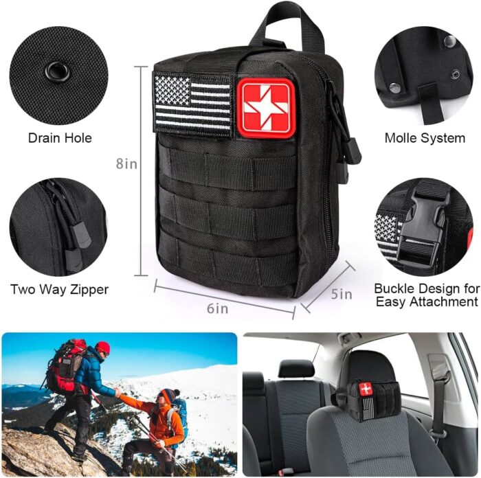 Survival Kits,222 PCS Emergency Survival Gear First Aid Kits with Molle System Compatible Bag Outdoor Camping Gear Emergency Kits for Hunting,Hiking,Fishing, Gifts for Men Women - Image 2