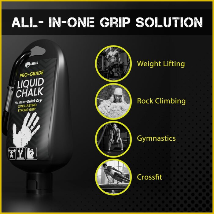 EAGLES Pro Grade Liquid Chalk 60ml, 1, 2, 3 or 4 Pack Mess-Free Chalk for Weightlifting, Gymnastics Rock Climbing, Dancing, Pole Grip - Sports & Workout Chalk - Sweat-Resistant Long Lasting - Image 4