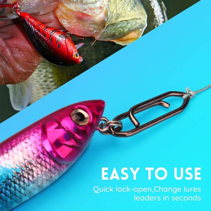 Fishing Snap Clips, Black Carbon Steel Fast Change Lure Bait High Strength Terminal Connectors Fishing Tackle Accessories for FishLine Hooks （ 50 Pcs Test 50-135 Pound ） - Image 3